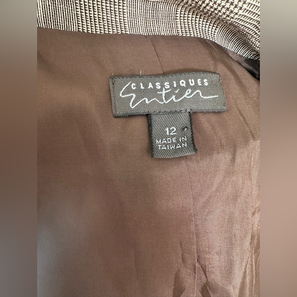 VTG Classiques Entier Grey Plaid Belted Wool Linen Blend Lined Blazer Jacket 12 - Picture 11 of 12